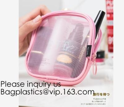 China Travel toiletry pouch cosmetic makeup organizer bag zipper transparent pvc mesh bags,pouch nylon cosmetic gift bags&case for sale