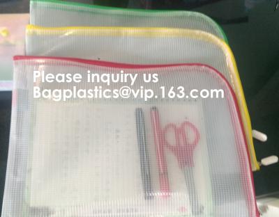 China Transparent clear mesh pvc zipper Zip lockk document file bag B5 plastic PVC file document students office storage bag for sale