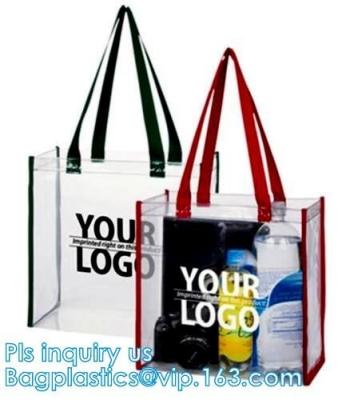 China Promo PVC Plastic Shopping Handle Bag, Handling clear pvc blanket bags, handle reusable clear vinyl pvc cosmetic bags fo for sale