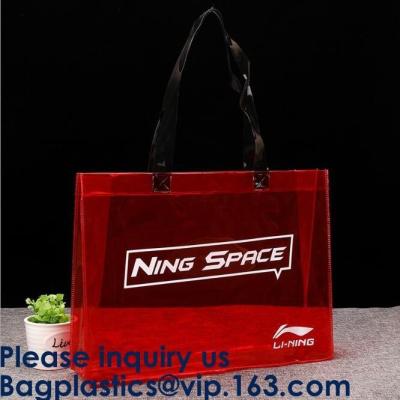 China PVC Shopping Tote Bag Grocery Bag Custom, Amazon Hot Sale Transparent Pvc Shopping Bag With Your Logo Shopping Tote Bag for sale