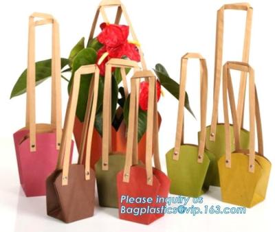 China flower carrier bag cheap brown paper flower bag handle bag,Portable Bouquet Flower Carrier Gift Packing Paper Bag bageas for sale