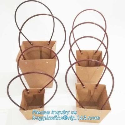 China kraft paper laminated flower paper packaging carrier bag,Packing Colorful Waterproof Kraft Paper Gift Carrier Flower Bag for sale