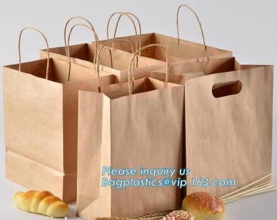 China Food Grade Bread Packaging Disposable Kraft Paper Bag,handle Stand up pouch kraft bags zip paper packaging bags for food for sale