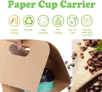 China Cardboard paper coffee cup holder carrier,2 pack coffee cup drink paper carriers,Take Out 2 Pack Coffee Cup Drink Carrie for sale