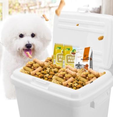 China Pet food plastic pails with lid, dog /cat food plastic bucket/barrels, square plastic pail bucket with handle and lid fo for sale