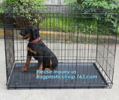 China Scratch Resistant and Bite Resistant Bold Foldable Pet Wire Dog Kennels Cages, Folding Steel Dog Cages With Plastic Tray for sale