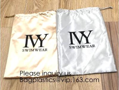 China Satin Gift Bags Wedding Favor Drawstring Bags Baby Shower Christmas Gift Bag,Customized Logo Thick Gold Satin Hair Exten for sale