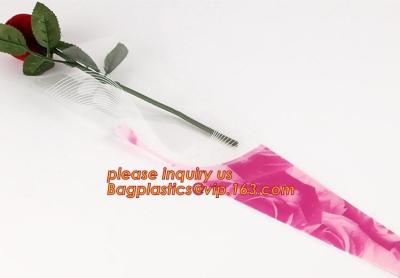 China Paper box flower sleeve single rose flower wrapping sleeve,imprineted color high transparence clear flower sleeve PACK for sale