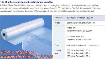 China hot sale construction plastic film,10 / 11 mil construction industrial shrink wrap film,Construction Builder's Film pack for sale