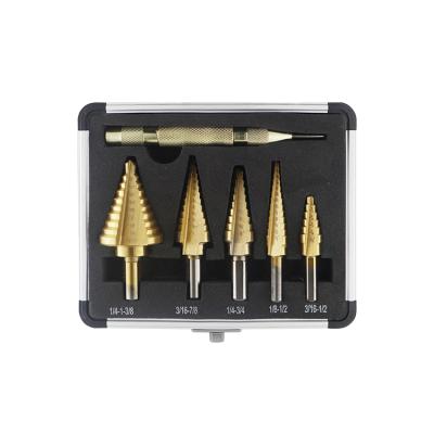 China High Quality Metal Drill 1/4-1-3/8 Set 5 PCS hss Drilling Step Stepped Drill Bit for sale