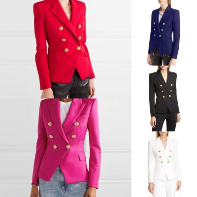 China OEM High Quality Stylish Casual Double Breasted Blazers Anti-wrinkle Shape Office Ladies Crop Blazers Outwear for sale