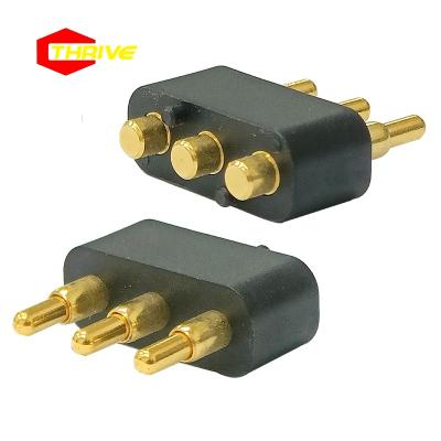 China Custom Consumer Electronics Gold Plated Connectors SMT Pin Spring 3P Pitch 4.5mm Pogo Pin Connector 1x3 Row Brass Spring Pin for sale