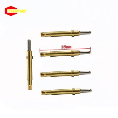 China SMT Size 18mm Diameter Pogo Pin Connector Double Head Spring Loaded Auto Lathe Parts Single Pin for sale