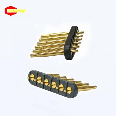 China SMT 6P Pitch 3.5mm Connector Spring Loaded Rods Gold Plated Brass Row 1x6 Pin Auto CNC Lathe Parts Pogo Pin for sale