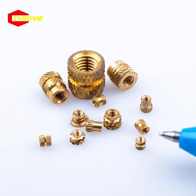 China Heavy Industry Heat Staking Threaded Insert Nut Customized Brass Knurled Threaded Screw Copper Nut for sale