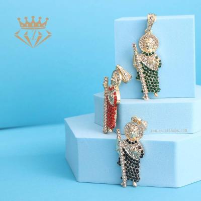 China Environmental Friendly Gold Plated Simple Fashion Gift Charms Red Black Green Zircon 3D Religious Pendants Necklace Pendant for sale