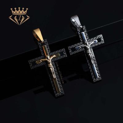 China Three Layers Stainless Steel Jewelry Necklace Christ Cross Pendant Environmentally Friendly Hot Selling Product Double Color for sale