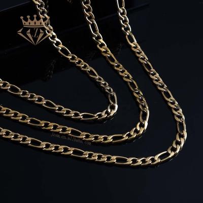 China Environmental Friendly Width 5mm 18 20 22 Inch Link Stainless Steel Figaro Necklace Chains Wholesale Jewelry Chain for sale