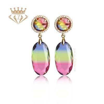 China Fashionable gradient charm female Jinzhou accessory stainless steel environmental friendly tasty jewelry gold earrings for sale