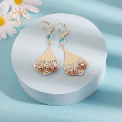 China Large Butterfly Heart Religious Environmentally Friendly Fashion Exaggerated Shape Tricolor Flower Earrings For Woman for sale