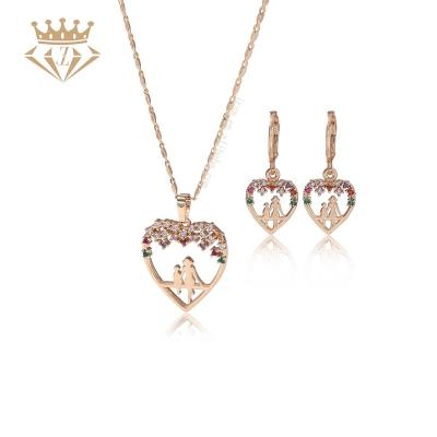 China Environmental Friendly 18k Rose Gold Plated Mother's Day Earrings and Necklaces Set Love You Mom Jewelry Set Gift for Women for sale