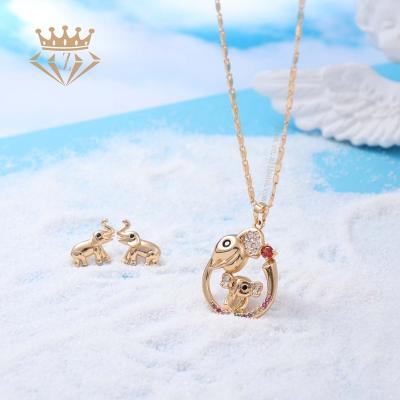 China Luxury Cute Zircon Gold Plated Elephant CLASSIC Hot Sparkle Set 18k Crystal Rhinestone Jewelry Custom Design for sale