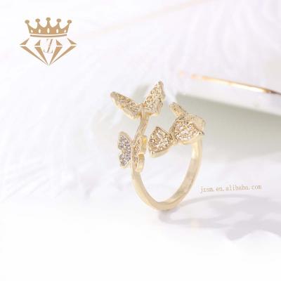 China Simple And Cute Ladies Latest Healthy And Ambient Gold Plated Adjustable Open Gold Butterfly Ring Jewelry Products for sale