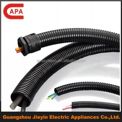 China PA Split And Narrow Plastic Flexible Corrugated Tube Pipe UL Black for sale