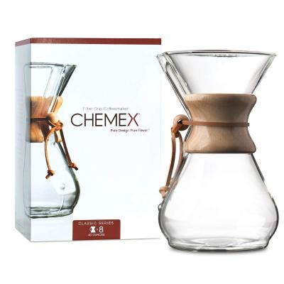 China Viable Maker Set Pour Over 6 8 Natural Classic Recipe 6-Cup Chemex Series 10-Cup Filter Ratio Glass Coffee Maker for sale