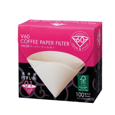 China Vintage Betterlife White Plastic Cone Size 01 Ceramic Origami Style V60 Machine V60 Natural Coffee Filter Paper Dripp Paper for sale