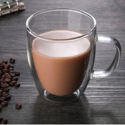 China 2021 Sustainable Popular Amazon Plastic Insulated Coffee Clear Double Walled Drunk Glasses Mug With Handle for sale