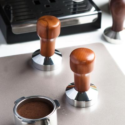 China Coffe Grinder Coffee Bean 51mm Wooden Color Stainless Steel Special Espresso Coffee Tamper for sale