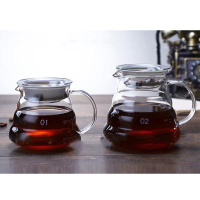 China New Viable V60 Pour Over Range Coffee Server 360ml 600ml 800ml Drip Coffee Pot Coffee Kettle Brewer Percolato Glass Bartender for sale