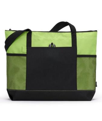 China Large Compartment Zippered Beach Tote Bag Latest Fasion 600D Polyester With Mesh Pockets for sale