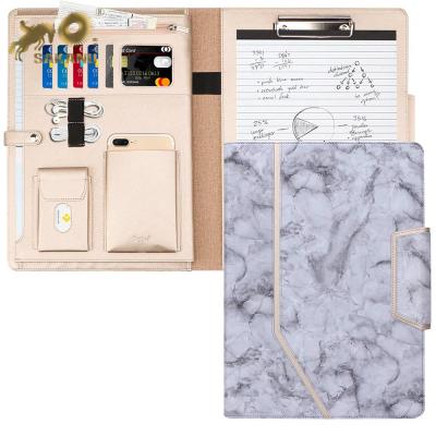 China Eco-friendly A4 Marble Document File Folder Embossing PU Folder Padfolio Folder Holder for sale