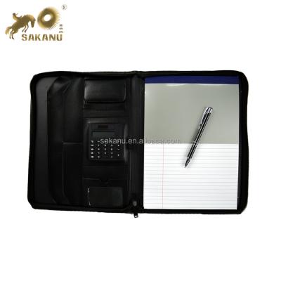 China High Quality Customized Leather Business Folder Folder Travel Wallet Document Holder With Calculator for sale