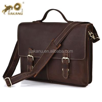 China High Quality Men Leather Messenger Shoulder Portfolio Bag Laptop Bag Messenger Attache for sale