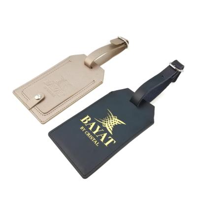 China Durable PU Leather Travel Luggage Tag With Gold Stamping for sale