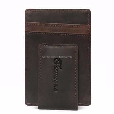 China Fashion Leather Magic Wallet RFID Money Clip Magnet Credit Card Holder for sale