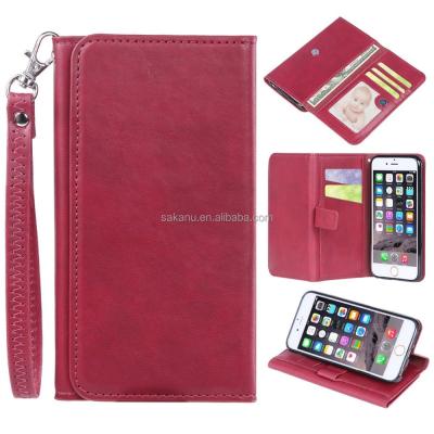 China Genuine Leather High Quality Custom Durable Three Fold Cell Phone Case Card Holder for sale