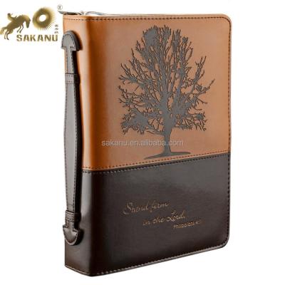 China Two Tone Leather Hardcover Bible Cover Bible / Floral Embossed Book Cover for sale