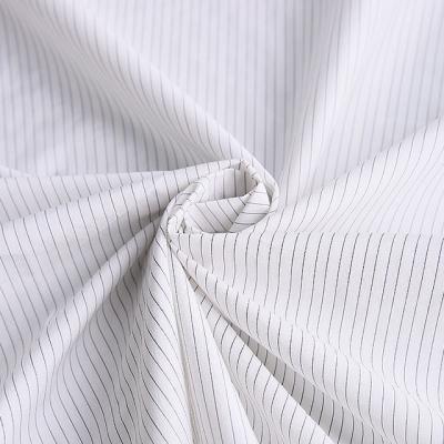 China Breathable Yarn Dyed Weave Fabric 100S/2 25 Cotton 75 Polyester Stripe CVC Fabric For Shirt for sale