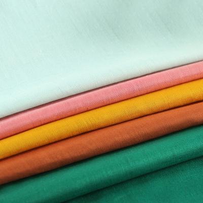 China Viable In Stock Plain Dyed Woven Fabric Shirt Pants Pure Linen Clothing Fabric for sale