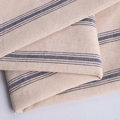 China Small MOQ Sustainable Stock Yarn Dyed Plain Fabric Cotton Linen Blended Stripe Fabric for sale