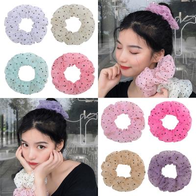 China New European and American Style Large Intestine Circle Polk Dot Wave Mile Dot Bird Grid Hair Scrunchies Cloth Headdress for sale