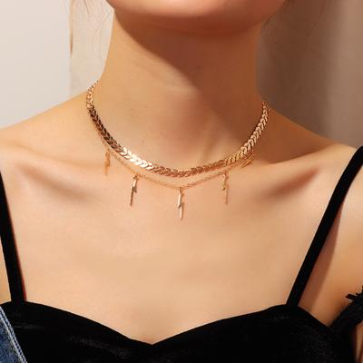 China TRENDY minimalist simple fashion layered necklace lightning pendant necklace creative choker necklace for sale