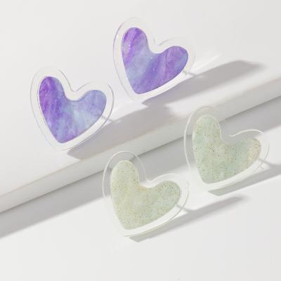 China FASHIONABLE simple transparent acrylic white gradient love resin stud earrings for sale