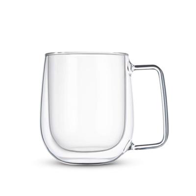 China Sustainable Wholesale 250ml Insulated Clear Double Wall Glass Espresso Mug Coffee Mugs With Handle for sale