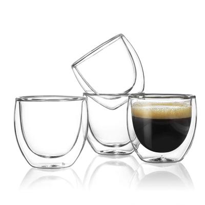 China Sustainable Handmade 100ml Mini Double-wall Insulated Espresso Cups Heat Resistant Mini Glass Drinking Tumbler for sale