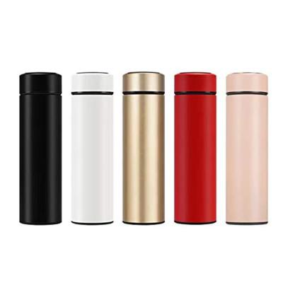 China PORTABLE 12oz Temperature Display Vacuum Smart Vacuum Flasks Insulated Stainless Steel Water Bottle Thermos Travel Drink Bottle Round for sale